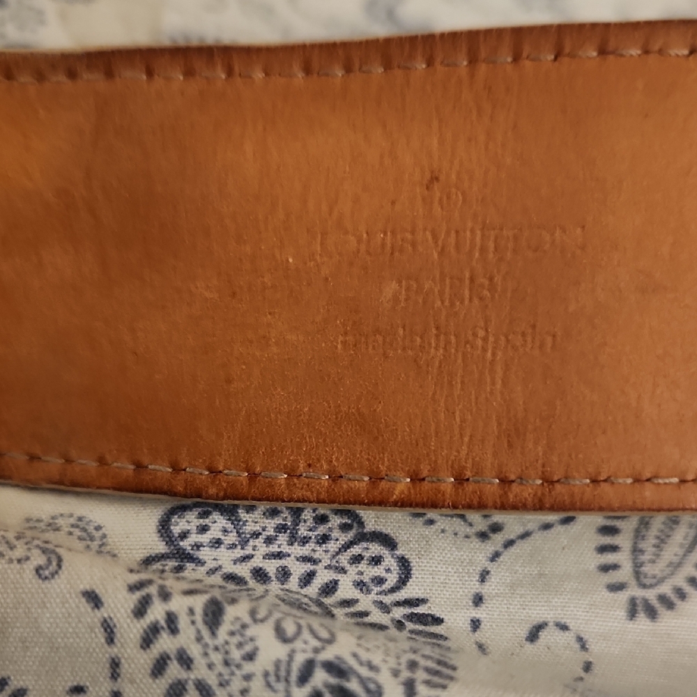 Louis Vuitton Beige Checkered Belt with Gold Logo Buckle 100 Original - Picture 5 of 9